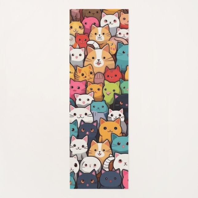 Tapis De Yoga Imaginaire Feline : Cute Anime Cats Galore (Devant)