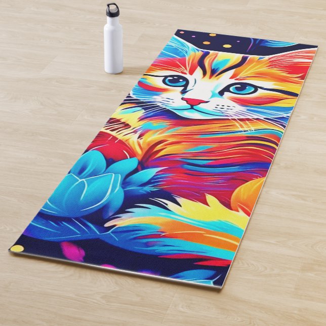 Tapis De Yoga Imaginaire floral Feline (En situation)