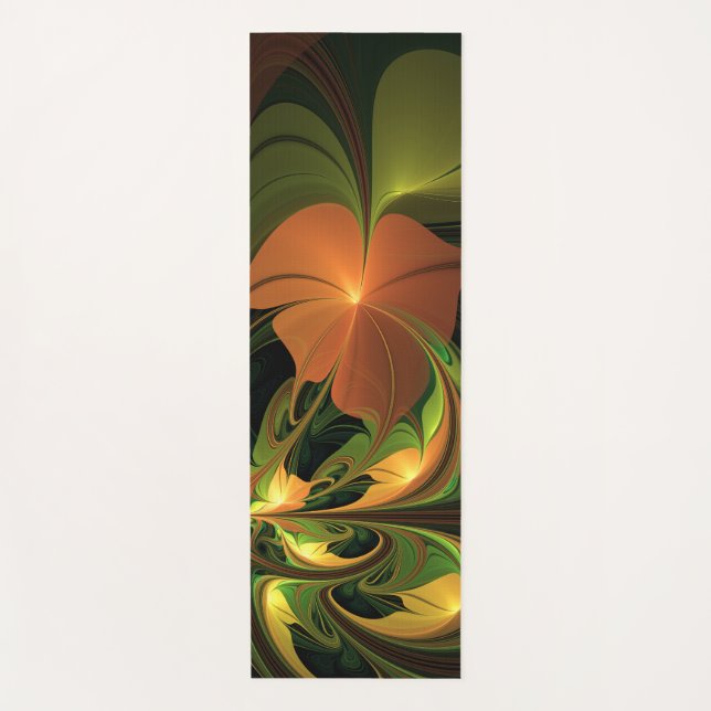 Tapis De Yoga Imaginaire Plante Abstrait rouille verte Brown fra (Devant)