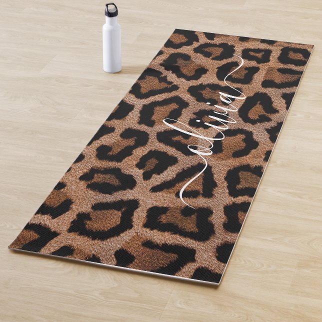 Tapis De Yoga Impression Animale Léopard Tacheté Nom Personnalis (En situation)
