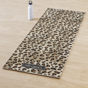 Tapis De Yoga Impression d'animal léopard avec fausse feuille no