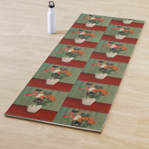 Tapis De Yoga Impression d'art floral vert sauge Henri Rousseau