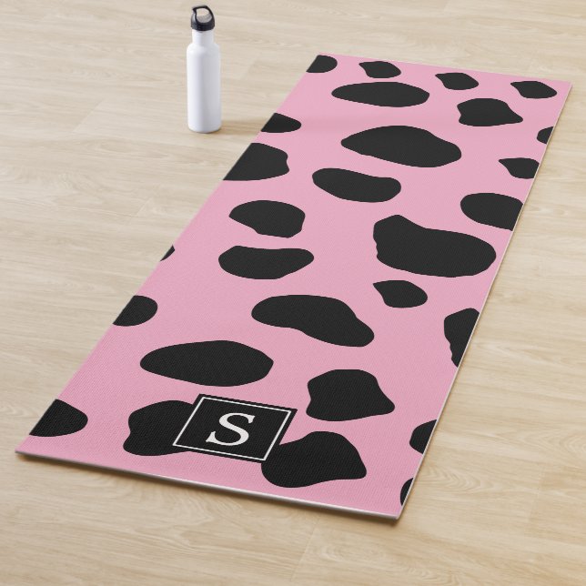 Tapis De Yoga Impression de vache, Spots de vache, Vache rose, M (En situation)
