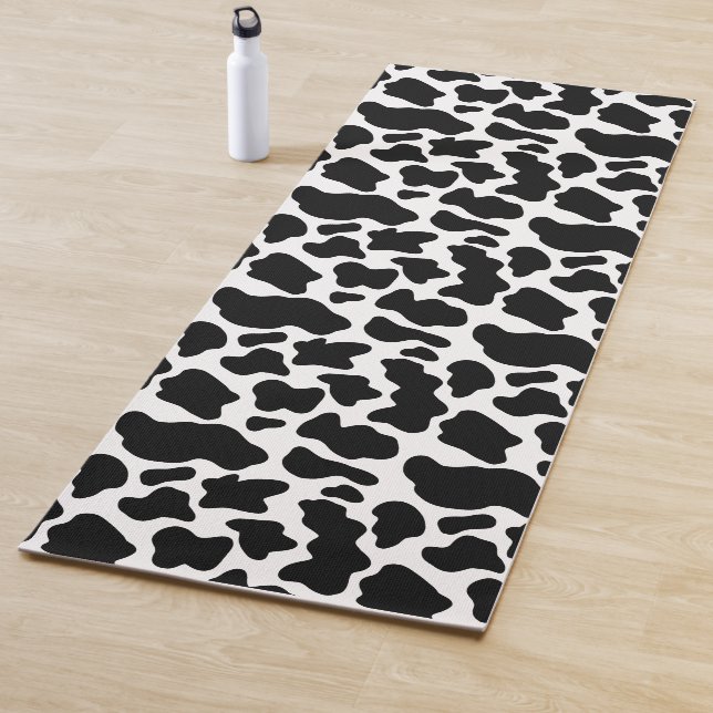 Tapis De Yoga Impression vache noir et blanc (En situation)