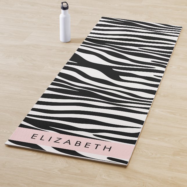 Tapis De Yoga Impression Zèbre, Grilles, Noir Et Blanc, Votre No (En situation)