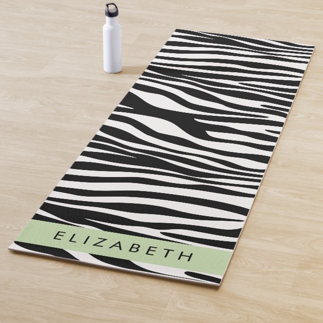 Tapis De Yoga Impression Zèbre, Grilles, Noir Et Blanc, Votre No (En situation)