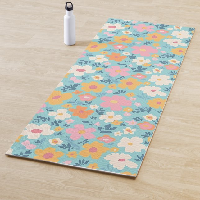 Tapis De Yoga Imprimé floral d'été (En situation)