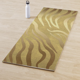 Tapis De Yoga Imprimé Zèbre Bronze Doré Safari Glam Jungle