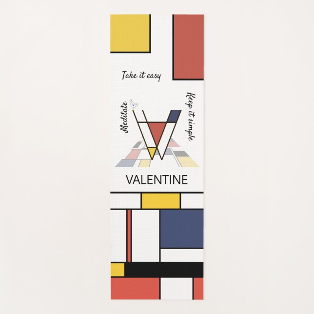 Tapis De Yoga Incredible Neoplasticism Art Monogram. Letter V (Devant)