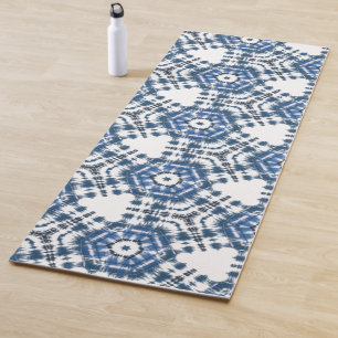 Tapis De Yoga Indigo Blue Shibori Tie Dye Abstrait