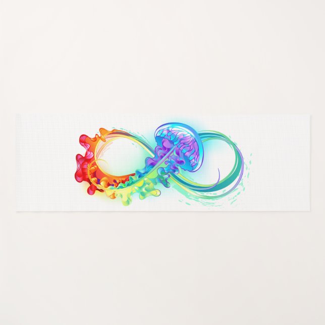 Tapis De Yoga Infinity avec Rainbow Jellyfish (Devant (Horizontal))