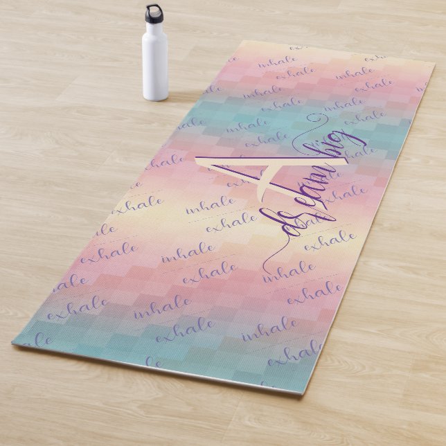 Tapis De Yoga Inhale Exhale Dream Big Motivational Pastel Ombre (En situation)