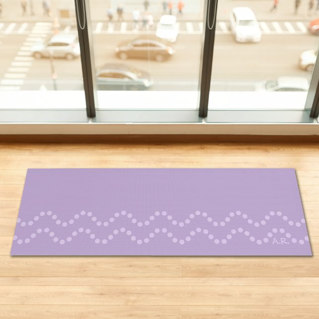 Tapis De Yoga Initiales de lignes ondulées pointillées minimales (Disclaimer: This image is a digital mockup.)