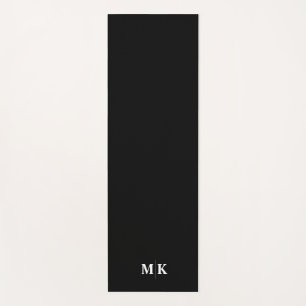 Tapis De Yoga Initiales modernes personnalisées noir solide