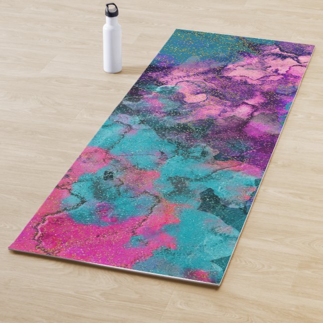 Tapis De Yoga Inky Watercolor Abstract (En situation)