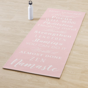 Tapis de yoga inspirant Namaste blanc et rose