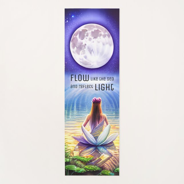 Tapis De Yoga Inspirationnelle Méditation Pleine lune de fleurs  (Devant)