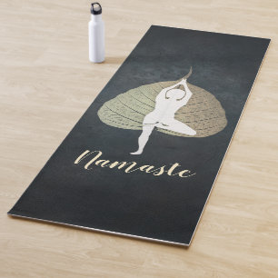 Tapis De Yoga Instructeur de Yoga Pose Bodhi Leaf Arbre Noir & O