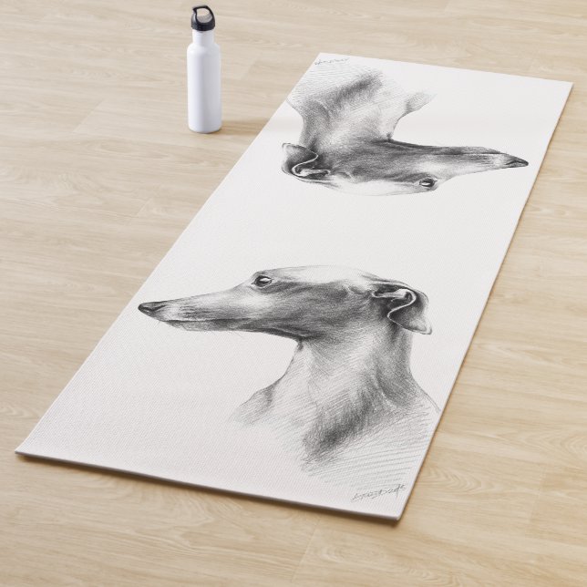 Tapis De Yoga Italien Greyhound Whippet portrait de chien dessin (En situation)