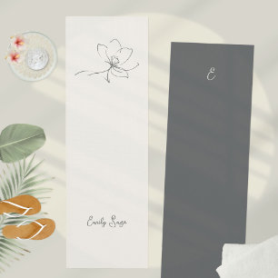 Tapis De Yoga Ivoire Ardoise Gris Floral Ligne Art Minimaliste