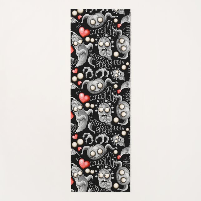 Tapis De Yoga J'aime les monstres parce que les gens aiment les  (Devant)