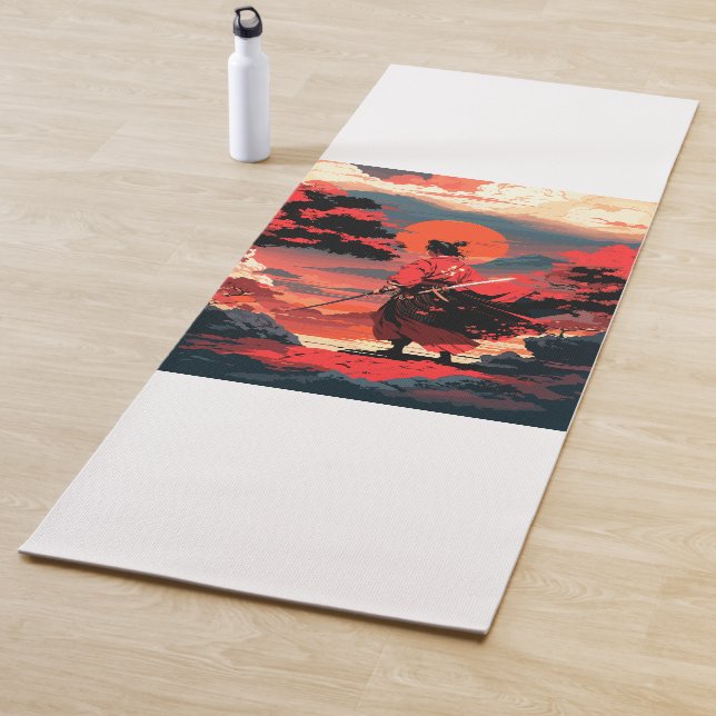 Tapis De Yoga Japanese samurai warrior and retro sunset (En situation)