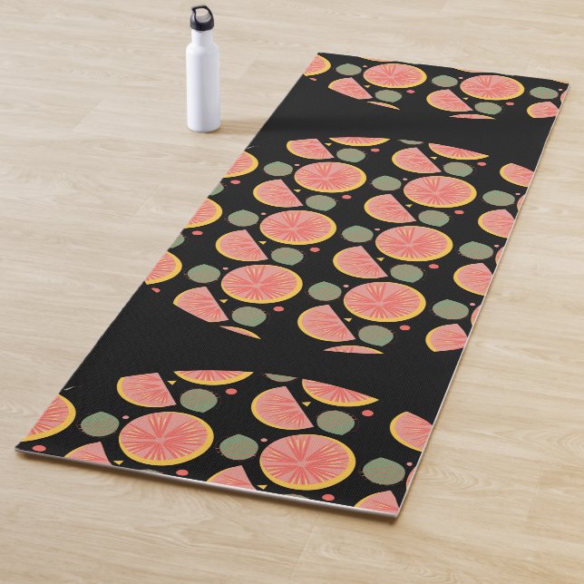 Tapis De Yoga Jardin de pamplemousse Vert Fruit Citrus Orange (En situation)