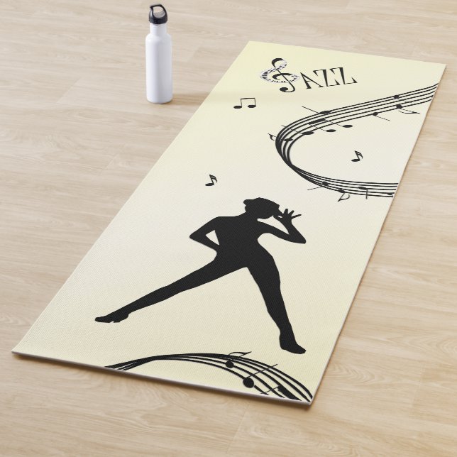 Tapis De Yoga Jazz Dance Musique jaune (En situation)