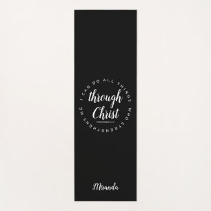 Tapis De Yoga Je Peux Faire Tout Par Le Christ Noir & Blanc