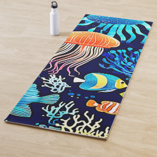 Tapis De Yoga Jellyfish & Fish : Plaisir marin profond
