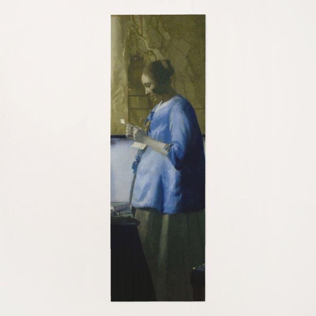 Tapis De Yoga Johannes Vermeer - Une femme en bleu lisant une le (Dos)