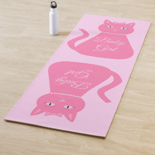 Tapis De Yoga Joli chat fille rose sur mesure