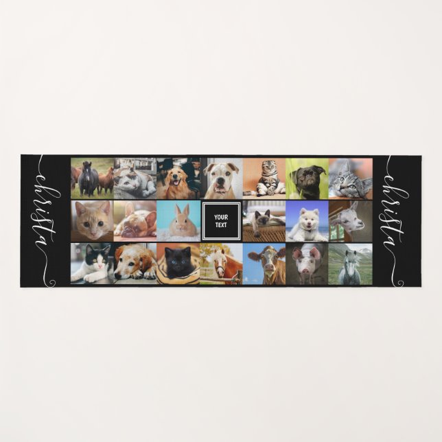 Tapis De Yoga Joli collage photo animal personnalisé (Devant (Horizontal))