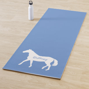 Tapis De Yoga Joli entraînement équestre Fitness Cheval bleu