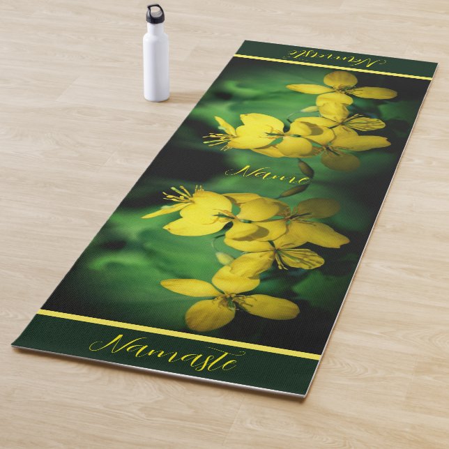 Tapis De Yoga Joli Fleurs sauvages Jaunes Personnalisé (En situation)