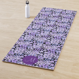 Tapis De Yoga Joli floral personnalisé monogramme couleur violet