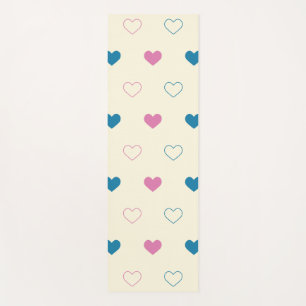 Tapis De Yoga Joli motif de cœur simple bleu rose crème