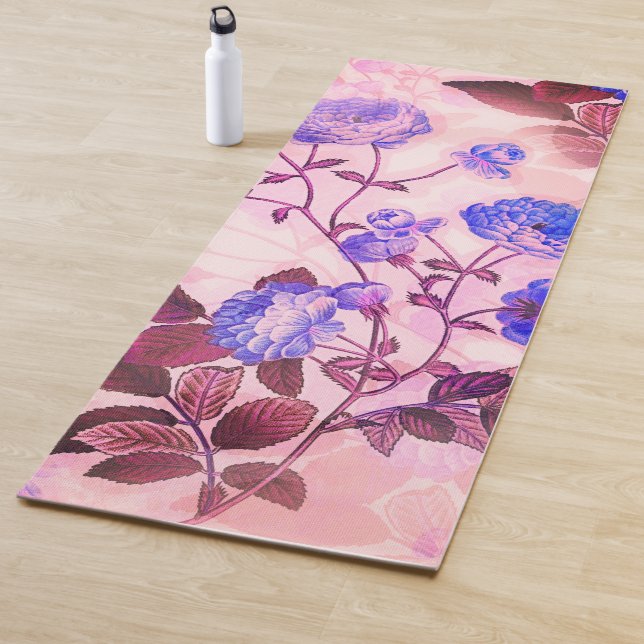 Tapis De Yoga Joli rose avec / Purple Floral Print (En situation)