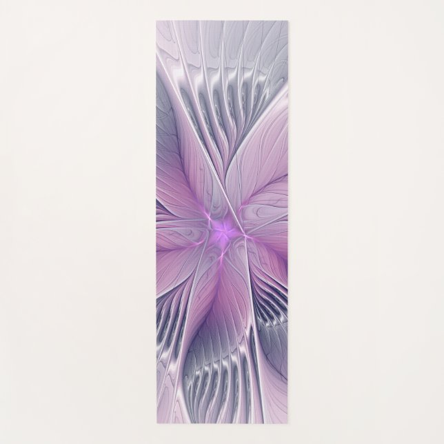 Tapis De Yoga Joli rose Fleur Moderne Abstrait Fractal Art (Devant)