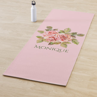 Tapis De Yoga Joli rose Vintage Roses Personnalisées