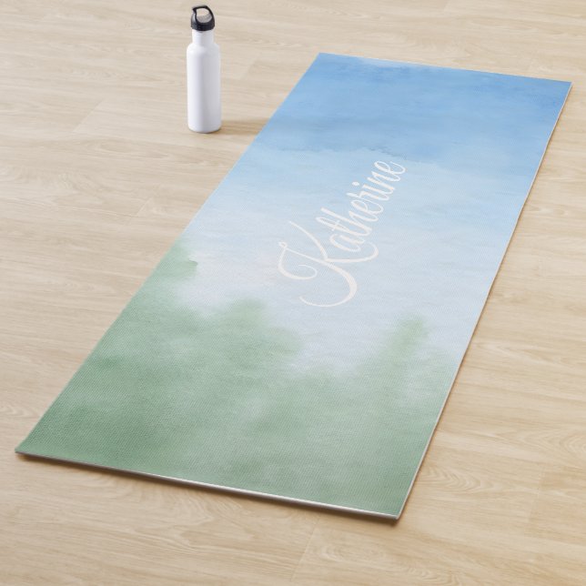 Tapis De Yoga Joli script moderne à l'aquarelle simple   (En situation)