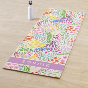 Tapis De Yoga Jolie Fleur de Watercolor en Fleurs sur Mesure