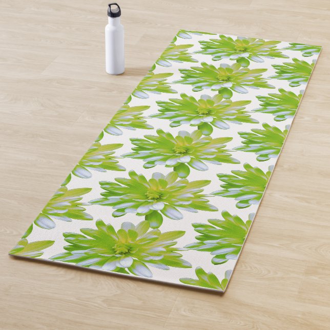 Tapis De Yoga Jolie fleur verte florale verte marguerite verte (En situation)