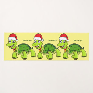 Tapis De Yoga Jolie tortue en chapeau de Père Noël