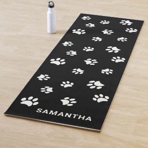 Tapis De Yoga Jolies Empreintes de Patte Noires et Blanches Pers
