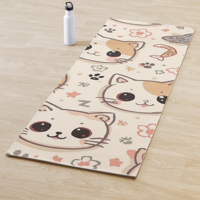 Tapis De Yoga Jote Cat Cartoon Drôle Motif (En situation)