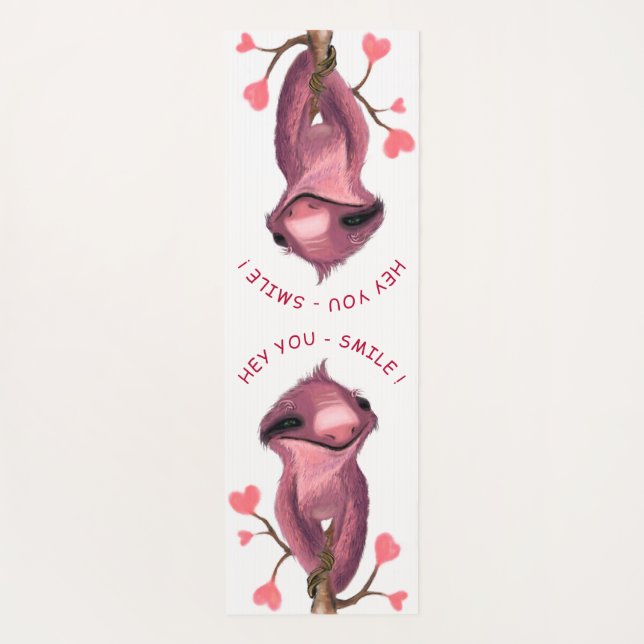 Tapis De Yoga Jouer Sloth Yoga Mat Smile - Votre texte - Couleur (Dos)
