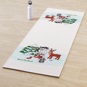 Tapis De Yoga Joyeux Noël ! Snowman avec amis