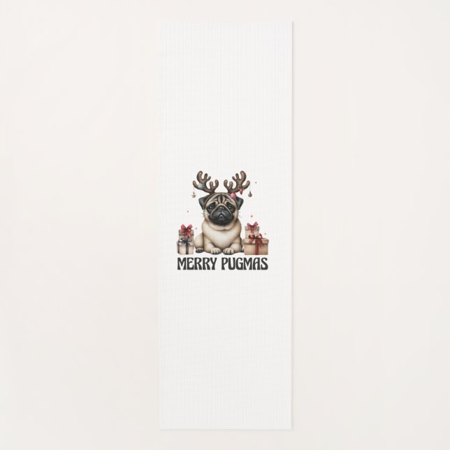 Tapis De Yoga Joyeux Pugmas Joyeux Noël Drôle chien Carlin (Devant)