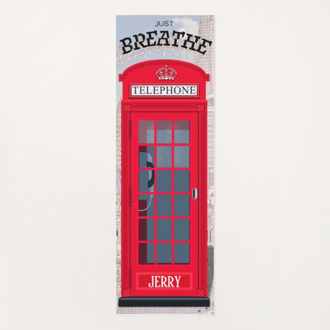 Tapis De Yoga 'JUST BREATHE' Red London Phone Booth (Devant)